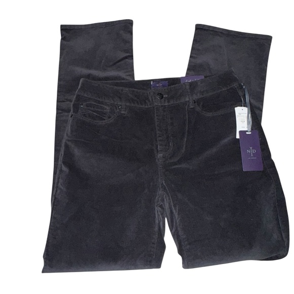 NYDJ Denim - NWT NYDJ Black Straight Leg Women's Jeans Size 10 Gunmetal/Corduroy